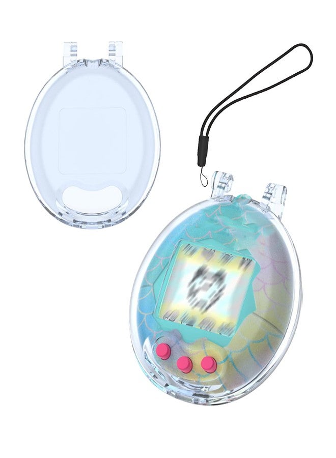 WUNIAK for Tamagotchi Original Case Cover,WUNIAK Design Kid Friendly PC Protective Portable Scratch Shock Resistant Shell with Lanyard for Tamagotchi,Transparent Blue. - Image 1